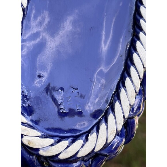 PRIMO'GI BASSANO Cobalt Blue Ceramic Basket Woven Made in Italy Org Gold Label - Picture 3 of 12